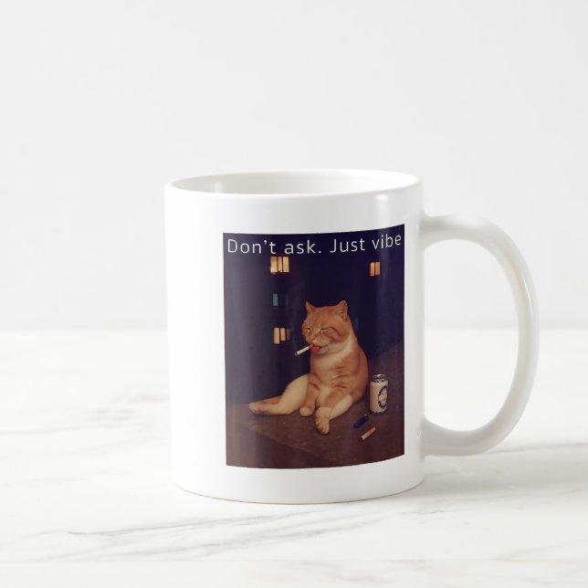 Mug Cigarette Kitten Drôle Fumer Mème Chat Stud Cervea (Droite)
