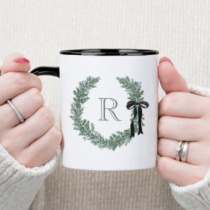 Mug Cimetière monogramme classique avec cordon noir