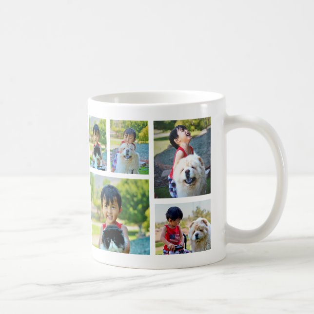 Mug Cinq café personnalisé du collage 2-Sided de photo (Droite)