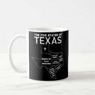 Mug Cinq États Du Texas - Cartes De Dallas Houston Aus