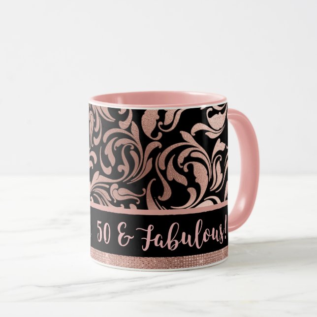 Mug Cinquante et fabuleux damas d'or rose 50e annivers (Devant droit)