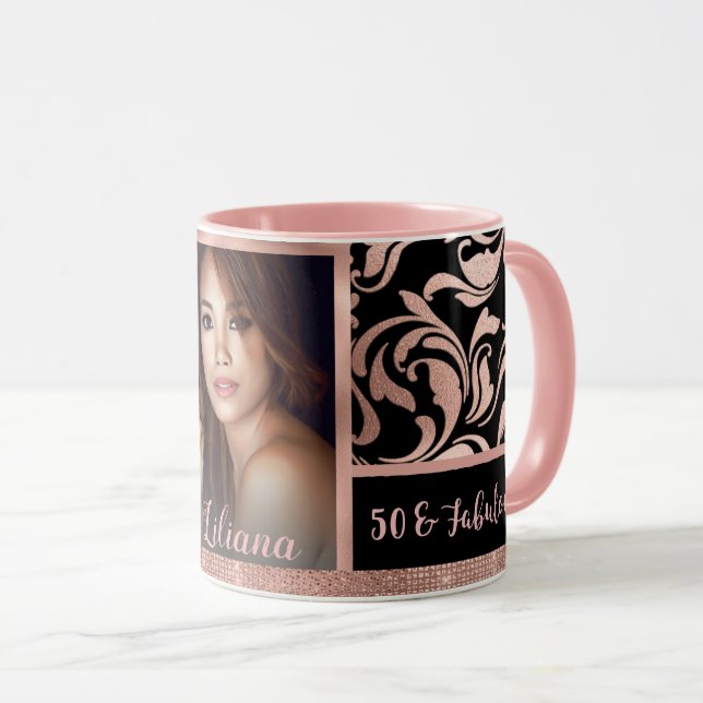 Mug Cinquante et fabuleux damas d'or rose 50e annivers (Devant droit)