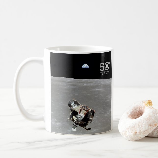 Mug cinquantième Anniversaire, alunissage de mission (Avec donut)