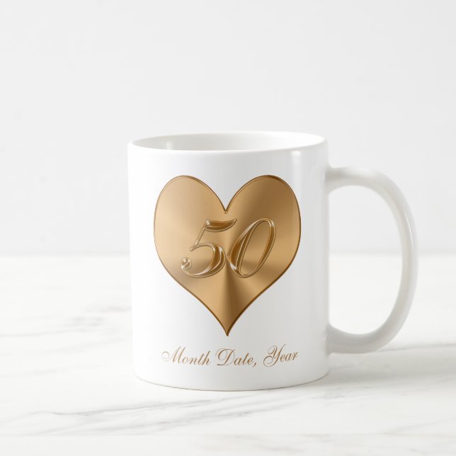 Mug cinquantième L'anniversaire attaque les coeurs (Droite)