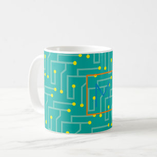 Mug Circuit Board INITIAL Mod Computer Tech Fun