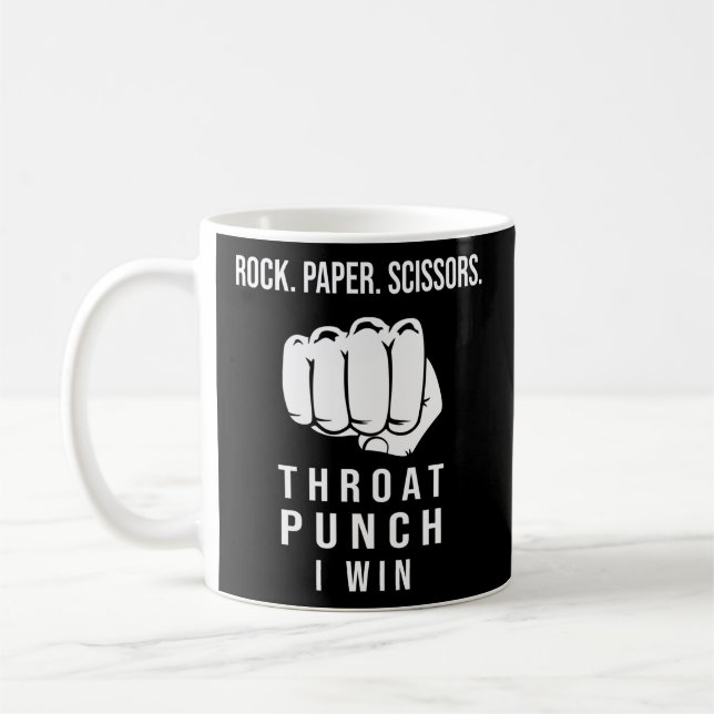 Mug Ciseaux de papier roche Throat Punch Je gagne (Gauche)