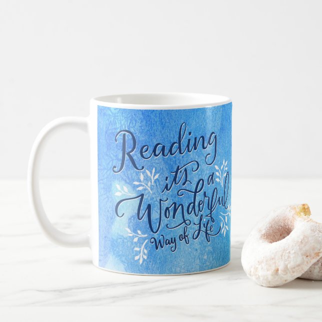 Mug Citation bleue de typographie de bibliothécaire de (Avec donut)