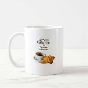 Mug Citation Café au Lait et Croissant Matin Design