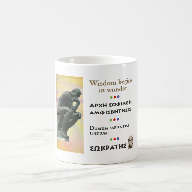 Mug Citation célèbre de Socrates - la sagesse commence (Centre)