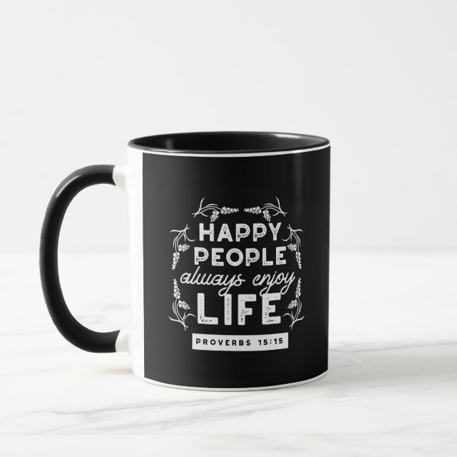 Mug Citation chrétienne inspirante de Proverbes 15:15 (Gauche)