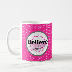 Mug Citation Croire En Soi Aquarelle Points Roses