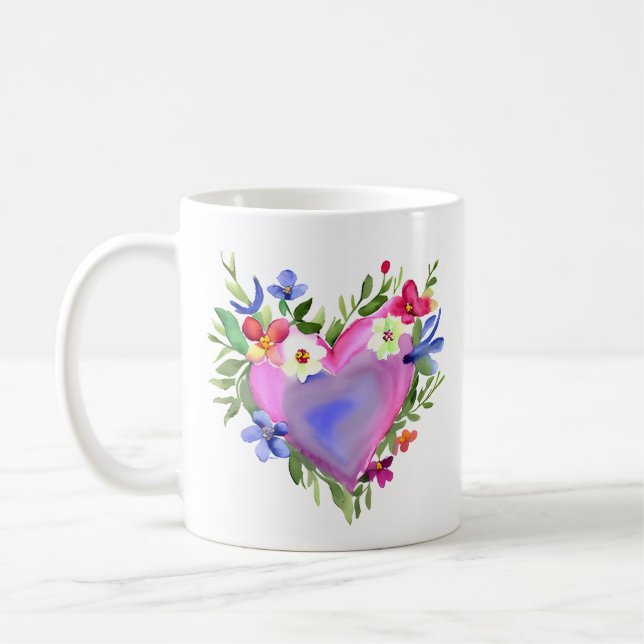 Mug Citation d'amitié et jolie couronne florale (Gauche)