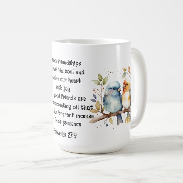 Mug Citation d'amitié mignonne Oiseaux proverbes (Devant droit)