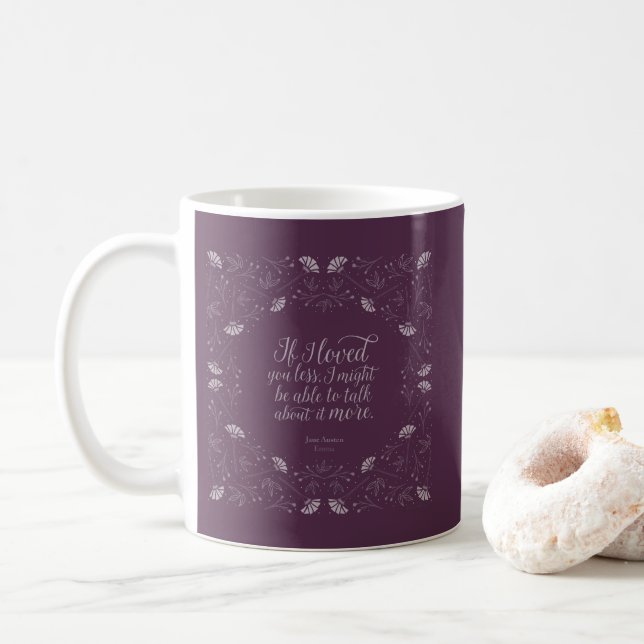 Mug Citation d'amour florale de Jane Austen Emma (Avec donut)