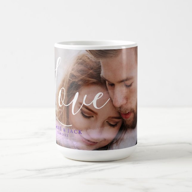 Mug Citation d'amour Holographie rose violet superposi (Centre)