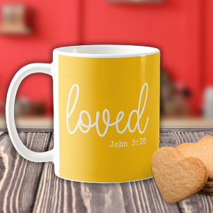 Mug Citation d'amour jaune minimaliste de foi