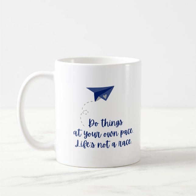 Mug Citation d'avion papier motivationnel sur le noir (Gauche)