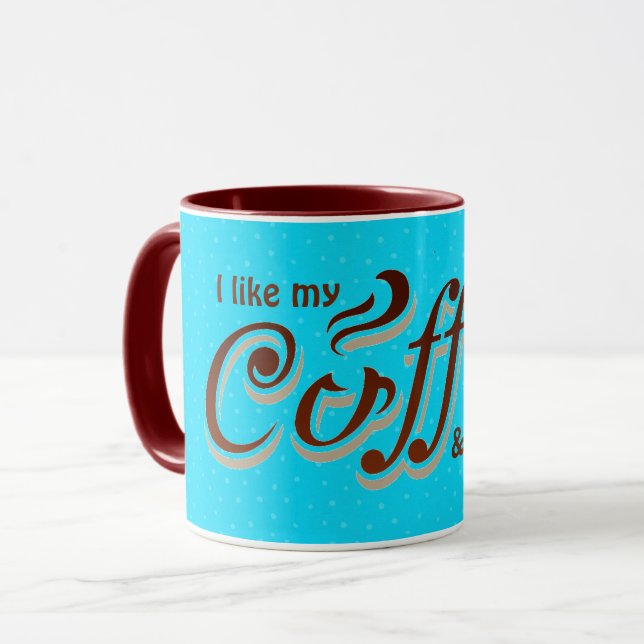 Mug citation de café amusante sur des points d'aqua (Devant gauche)