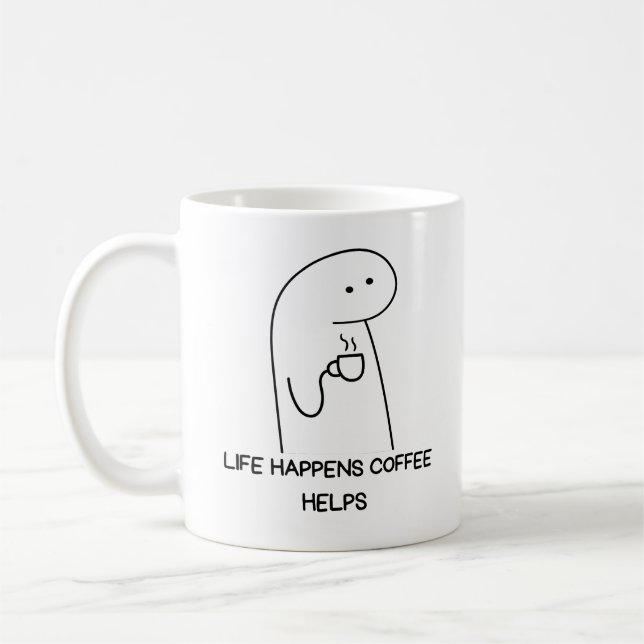 Mug Citation De Café, La Vie Se Passe, Café Aide (Gauche)