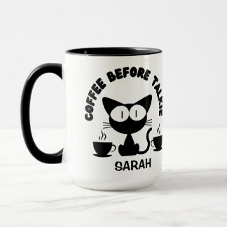 Mug Citation de chat et de café amusant personnalisée