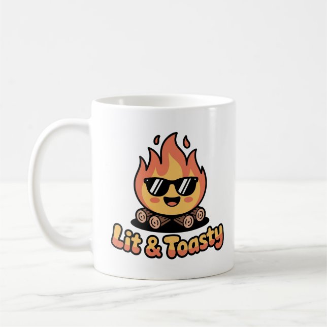 Mug Citation de feu de camp de caricature Kawaii (Gauche)