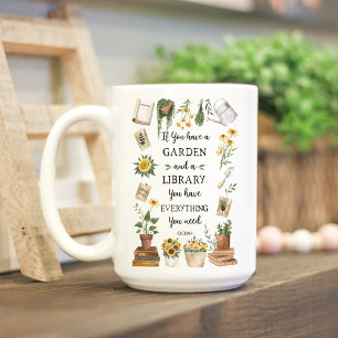 Mug Citation de jardinage et de bibliothèque Tournesol