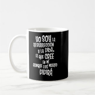 Mug Citation de la Bible chrétienne John 11 25 Espagno