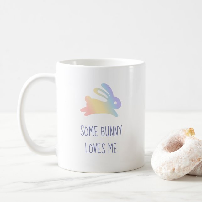 Mug Citation de lapin de lapin arc-en-ciel mignon (Avec donut)