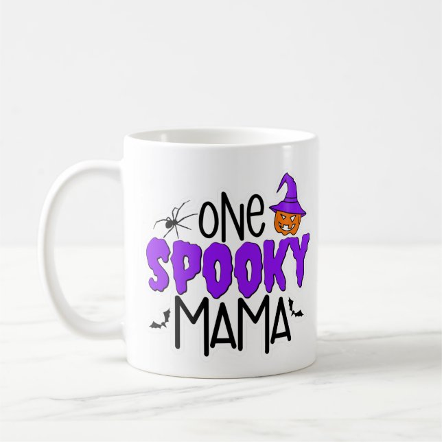 Mug Citation de Mama éffrayante Citrouille d'Halloween (Gauche)