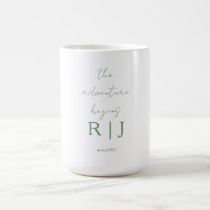 Mug Citation de Monogramme Vert Sauge Aventure Commenc