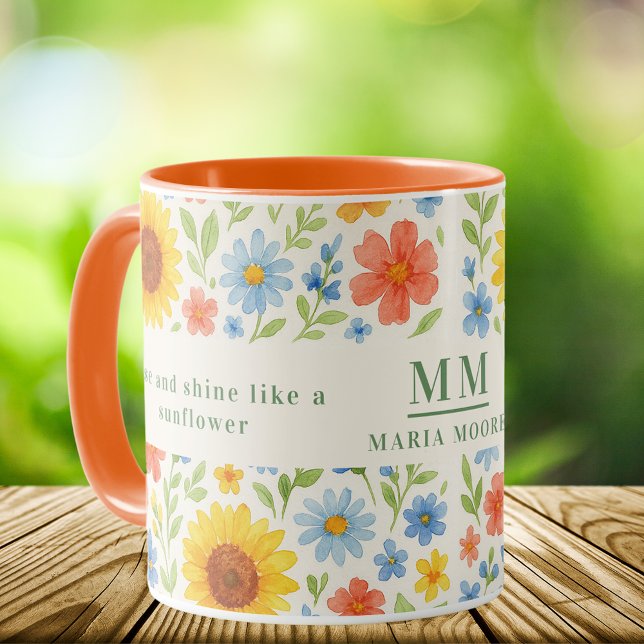 Mug Citation de motivation des fleurs de tournesol mon (Créateur téléchargé)