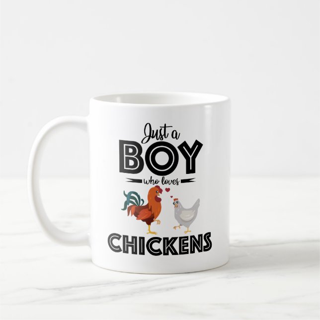 Mug Citation de poulet : Juste un garçon qui aime les  (Gauche)