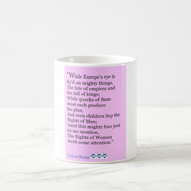 Mug Citation de Robert Burns, les droites des femmes (Centre)