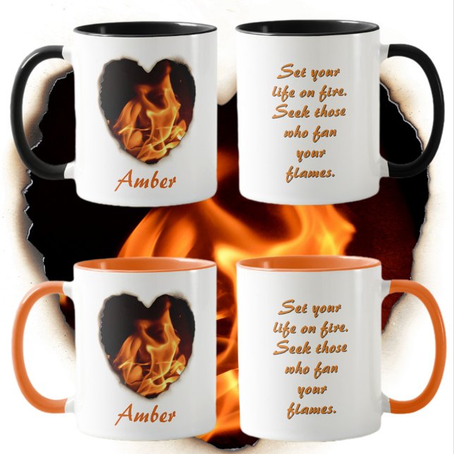 Mug Citation de rumi Coeur de feu des flammes (Créateur téléchargé)