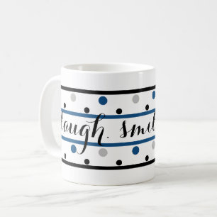 Mug Citation de sourire bleu argent noir Pois