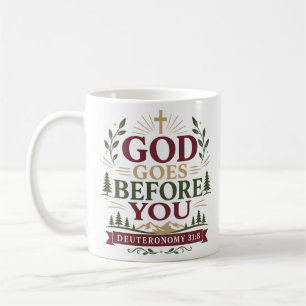 Mug Citation d'encouragement chrétien Dieu va devant v