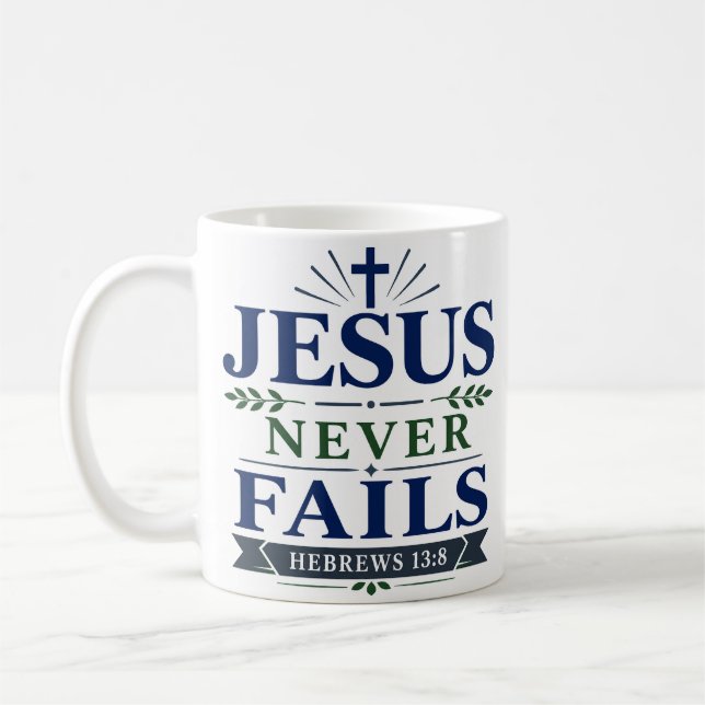 Mug Citation d'espérance scripturaire Jésus ne faillit (Gauche)