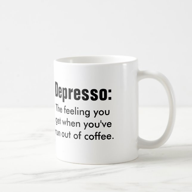 Mug Citation drôle de café : Dépresso (Droite)