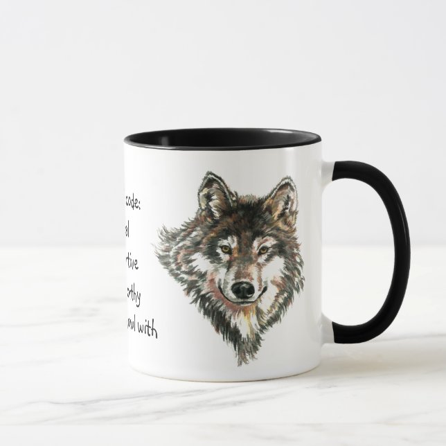 Mug Citation du code du loup, animal loup (Droite)