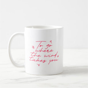 Mug Citation Élégant Rose Blanc Embrasser la Vie Rappe