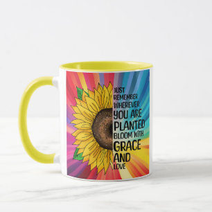 Mug Citation et tournesol tiré à la main