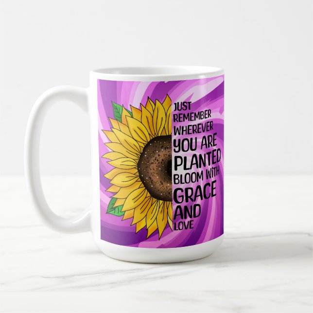 Mug Citation et tournesol tiré à la main (Gauche)
