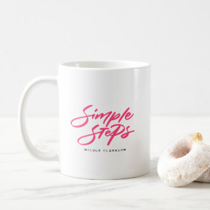 Mug Citation Étapes Simples Rose Chaude Calligraphie M