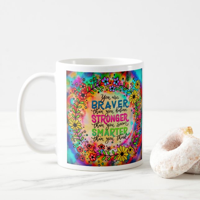 Mug Citation florale couleur castor personnalisée Insp (Avec donut)