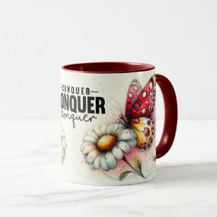 Mug Citation florale inspirante/positive avec envelopp