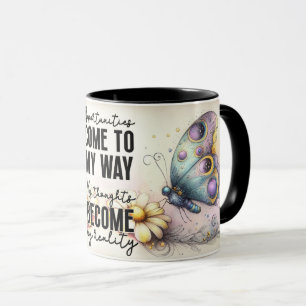 Mug Citation florale inspirante/positive avec envelopp