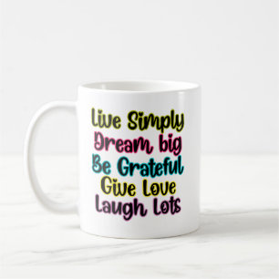 Mug Citation Motivante Vivre Simplement Rêver Donner A