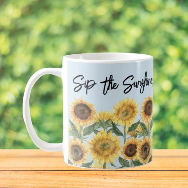 Mug Citation personnalisée de fleurs de tournesol (Close up, On the table)