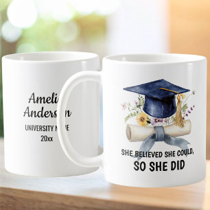 Mug Citation Personnalisée et Fleurs de Remise de Dipl