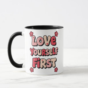 Mug Citation rose groovy "Aimez-vous d'abord"